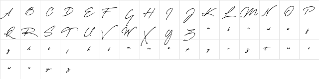 Matsury Regular  glyph index