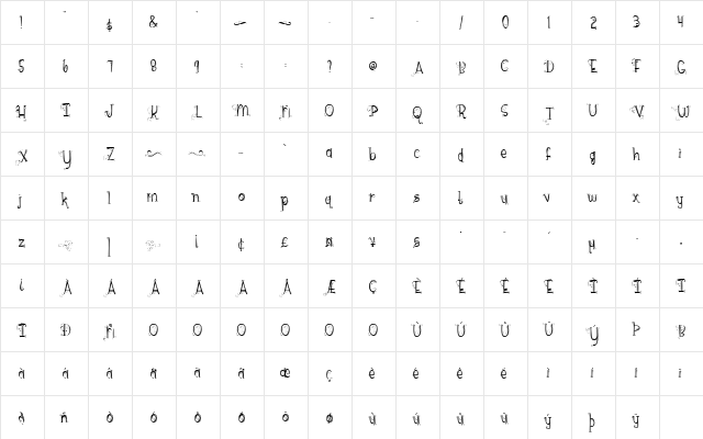 {hazel grace} Regular  glyph index