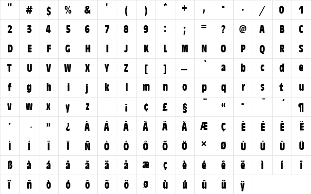 AntiqueOliTBolConRo1 Regular  glyph index