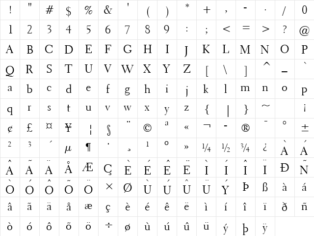 Transit 2 Normal  glyph index