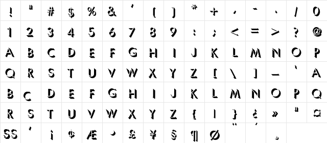 Umbra-Thin Regular  glyph index