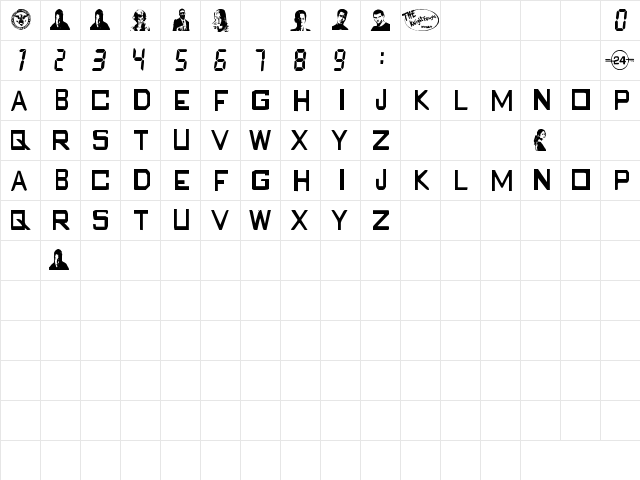 twenty four Regular  glyph index