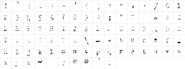 Old Typewriter Skimpy  glyph index