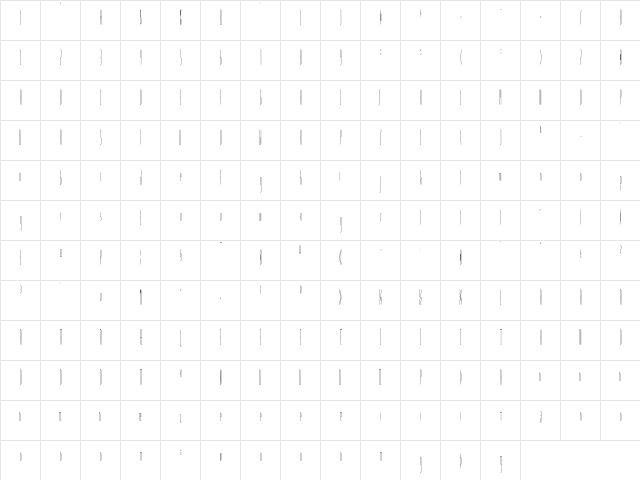 Slendergrey regular  glyph index