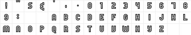 Outfield Pro Outline Regular  glyph index