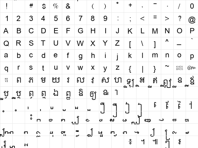 Anlongvill Khek1 Regular  glyph index