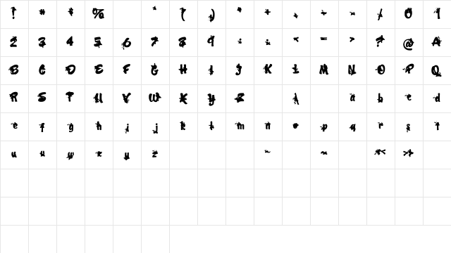 DeadJohn Medium  glyph index
