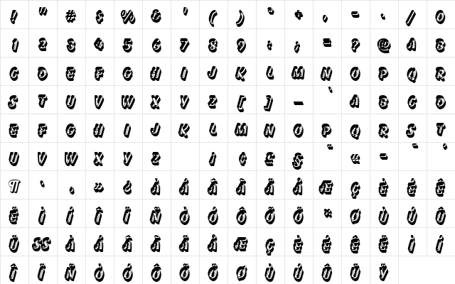 BalloonDroShaDSh1 Regular  glyph index