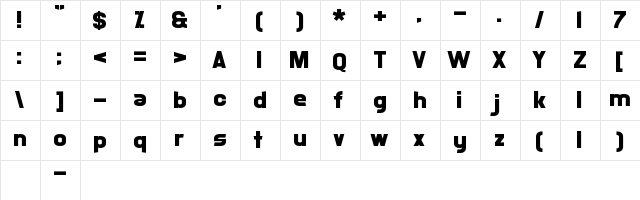 Xsotik Regular  glyph index