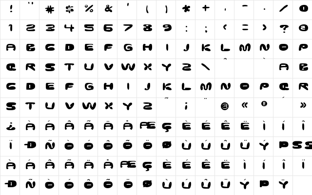 Ghostmeat Front  glyph index