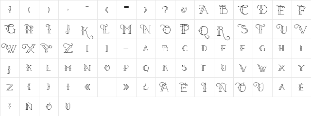 PuertoVudu Regular  glyph index
