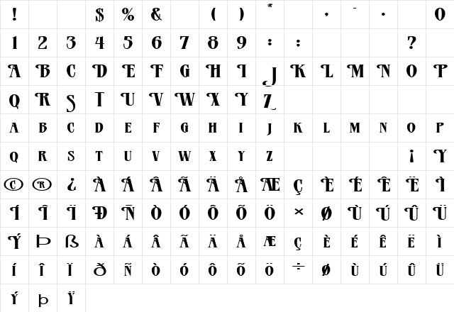 FZ JAZZY 23 EX Normal  glyph index