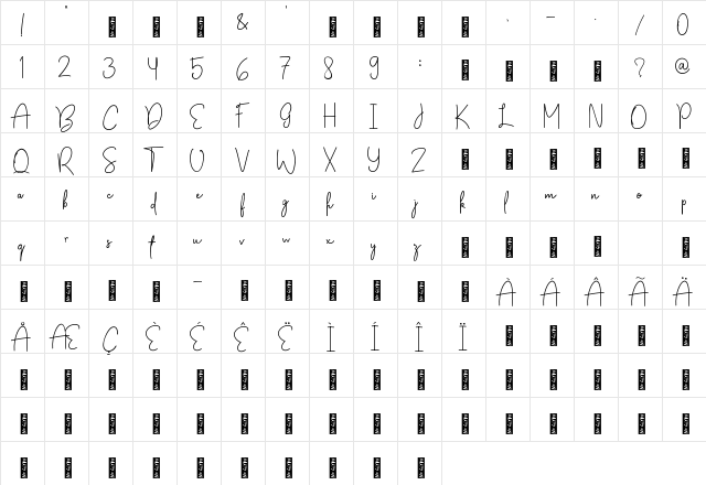 Apple Blossom Regular  glyph index