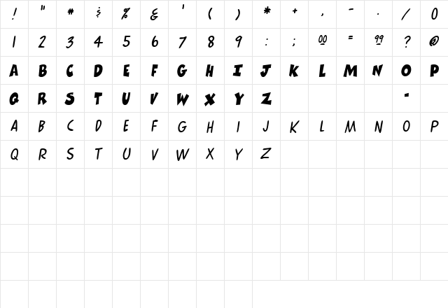 LeagueNarrow Oblique  glyph index
