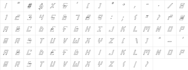Bionic Type Out Italic Out Italic  glyph index