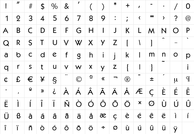 KoblenzSerial Regular  glyph index