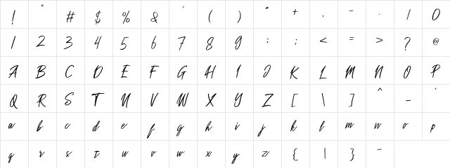 Sakoda Regular  glyph index