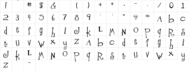 Freeze! Regular  glyph index