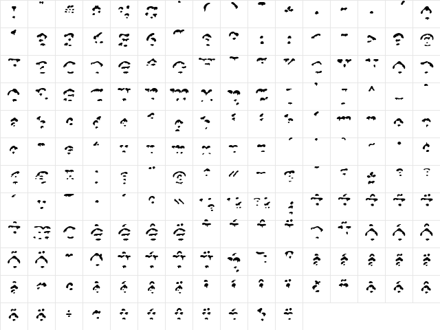 Snowgoose Front Regular  glyph index