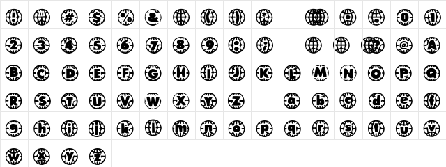 Vintage  Vacation Regular  glyph index