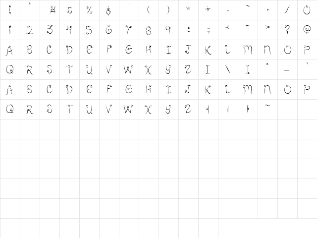 LD Roses Regular  glyph index