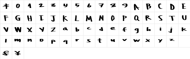 BoulderRough Regular  glyph index