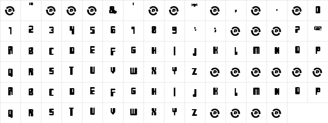 Tattooed Sailor Regular  glyph index