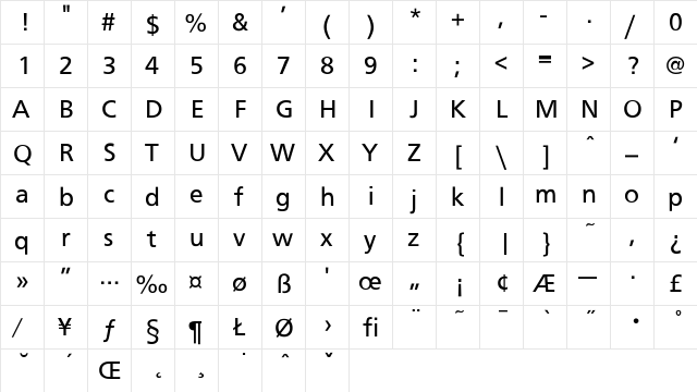 Briar Banks Regular  glyph index