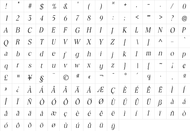 Itoledo Light  glyph index