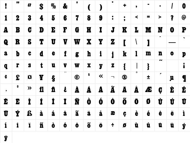 AIEgyptianConBolSma Regular  glyph index