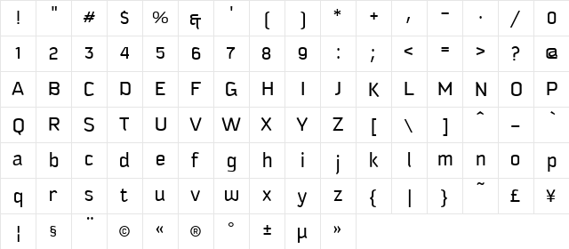 Kautiva Greek Book Regular  glyph index
