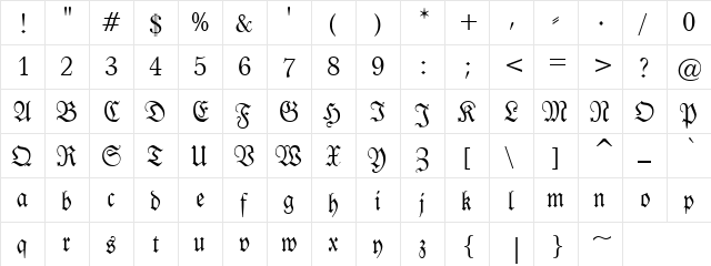 Fallen Window Regular  glyph index