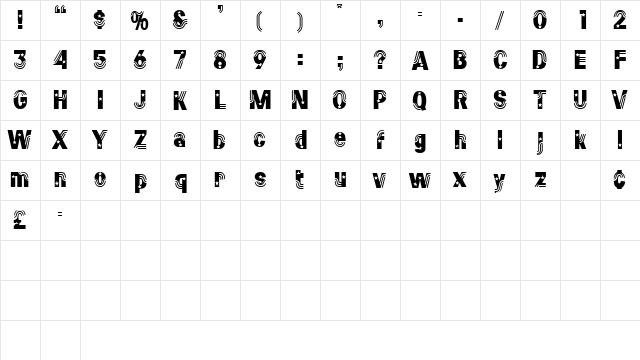ParadeSSK Regular  glyph index