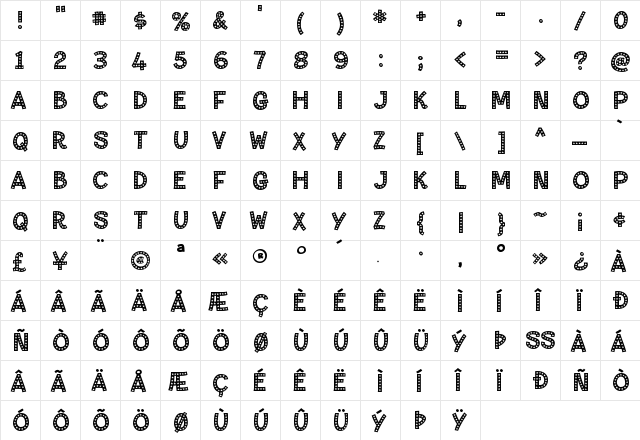 Paltime Glam  glyph index