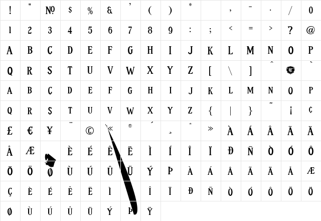 LHF Fairground BETA Regular  glyph index