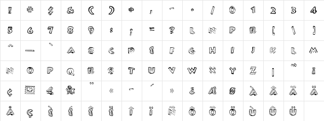 SupermanU-plain Regular  glyph index