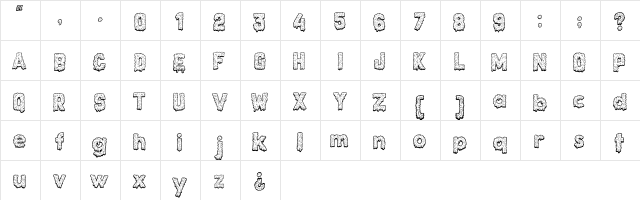Monstrocity Regular  glyph index