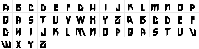 H74 Federation Regular  glyph index