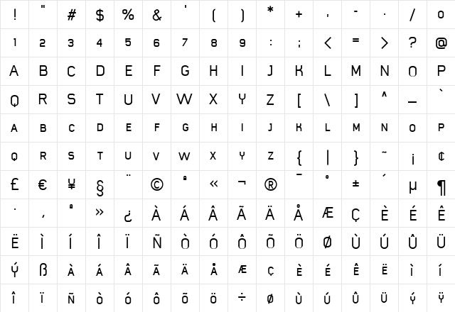 Mister Giacco Caps Medium Regular  glyph index