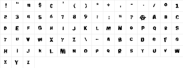 Big Bloke BB Regular  glyph index