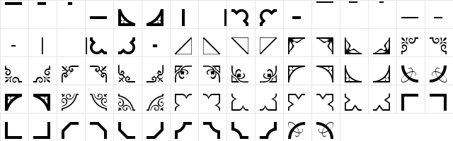 HotmetalBorders Medium  glyph index