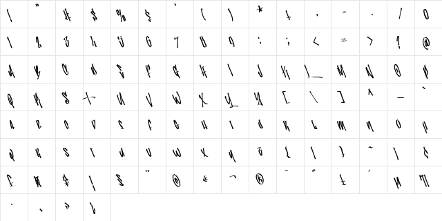 Street Wars Regular  glyph index