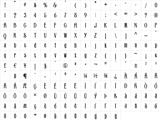 RefugioWBW Medium  glyph index