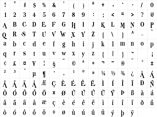 One Regular  glyph index