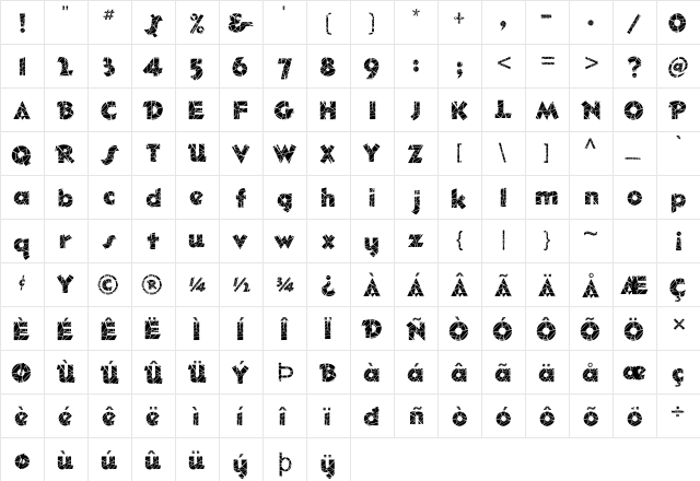 Ole-Cracked Normal  glyph index