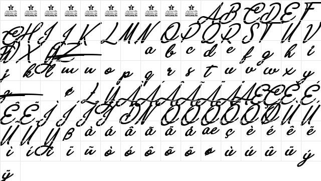 Anastasia Script Personal Use Regular  glyph index