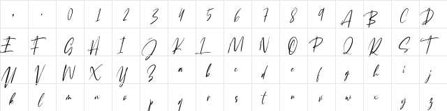 Josephine Regular  glyph index