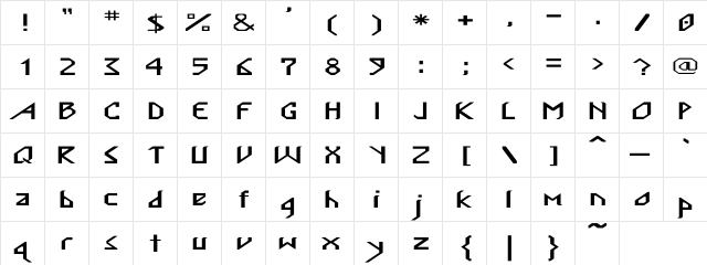 Nordic Ex Regular  glyph index