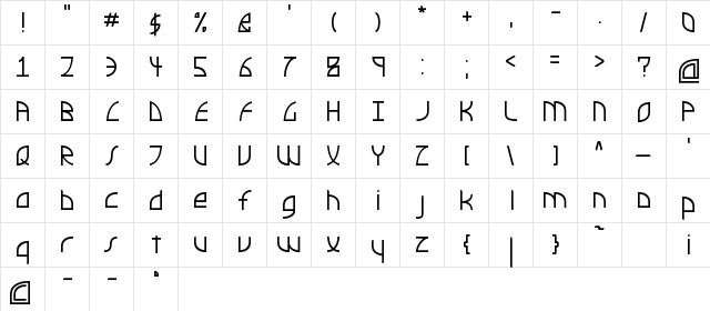 Airstream Futuropolis Regular  glyph index