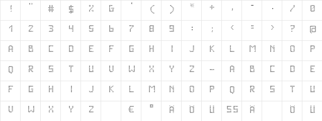 VegasTWELFE Regular  glyph index